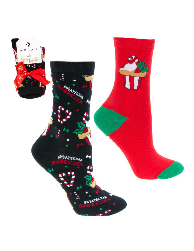 Skarpety - Skarpety damskie z napisem świąteczna babeczka 2-pak WIELOKOLOROWY - produkt moraj.pl 6
