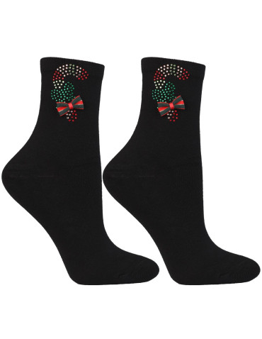 Skarpety - Skarpetki damskie długie w świąteczny wzór z kokardką 3-pak WIELOKOLOROWY - produkt 3