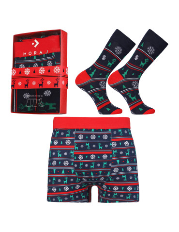 Zestaw prezentowy świąteczny bokserki i skarpetki w renifery