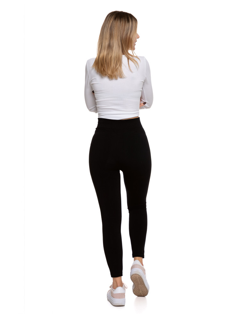 Legginsy damskie - Damskie legginsy ocieplane bezszwowe z wiskozą CZARNY  - produkt moraj.pl 5
