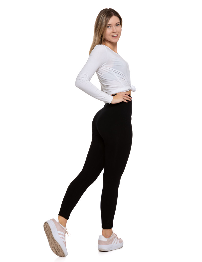 Legginsy damskie - Damskie legginsy ocieplane bezszwowe z wiskozą CZARNY  - produkt moraj.pl 6