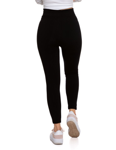 Legginsy damskie - Damskie legginsy ocieplane bezszwowe z wiskozą CZARNY - produkt 9