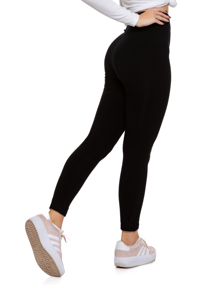 Legginsy damskie - Damskie legginsy ocieplane bezszwowe z wiskozą CZARNY  - produkt moraj.pl 2