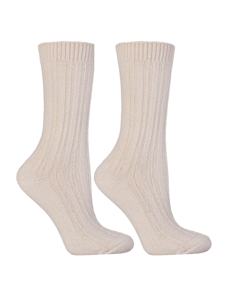 Skarpetki długie - Ciepłe skarpety damskie długie termo bezuciskowe błyszczące BEŻOWY - produkt moraj.pl 1