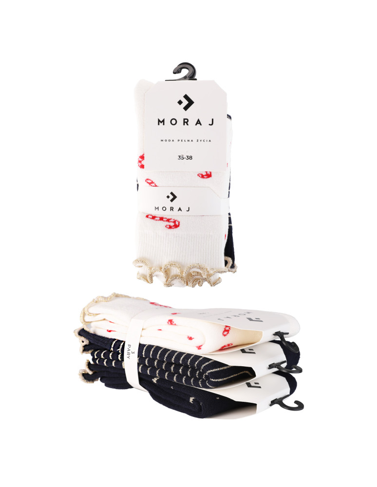 Skarpetki długie - Ciepłe skarpetki damskie świąteczny wzór Termo Frotte 3-pak WIELOKOLOROWY  - produkt moraj.pl 2