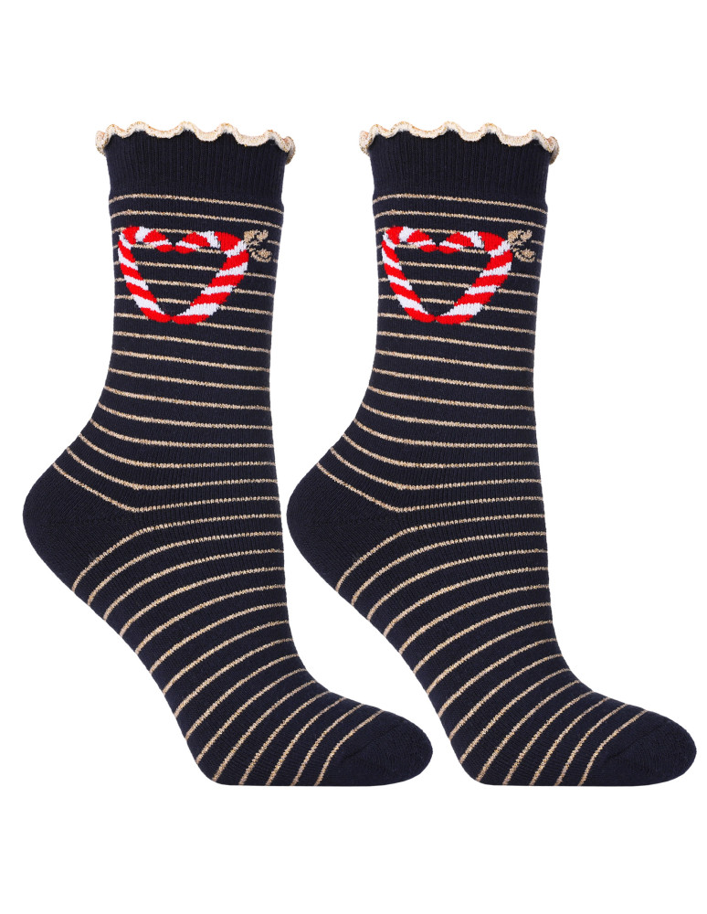 Skarpetki długie - Ciepłe skarpetki damskie świąteczny wzór Termo Frotte 3-pak WIELOKOLOROWY  - produkt moraj.pl 3