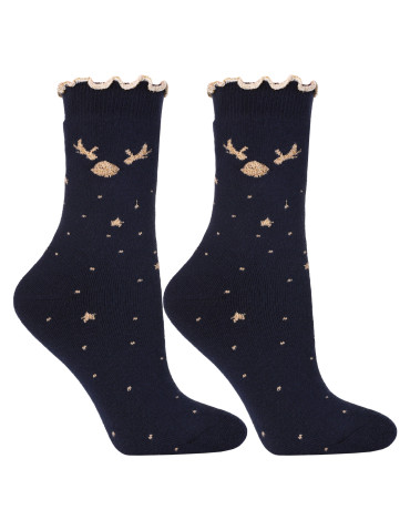 Skarpetki długie - Ciepłe skarpetki damskie świąteczny wzór Termo Frotte 3-pak WIELOKOLOROWY - produkt 5