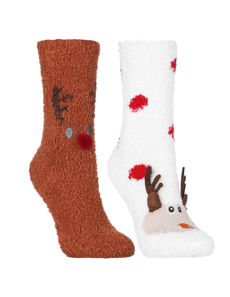 Skarpetki długie - Zestaw ciepłych skarpetek damskich świąteczny renifer 2-pak WIELOKOLOROWY - produkt moraj.pl 1