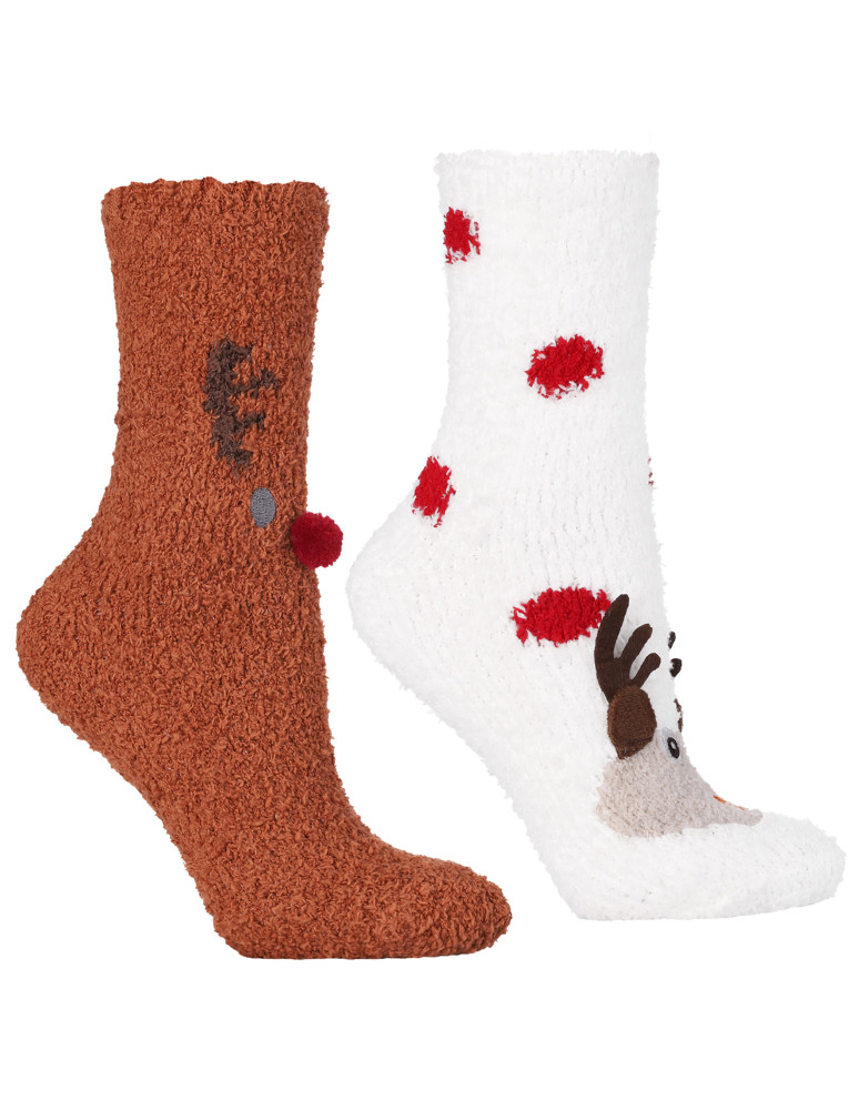 Skarpetki długie - Zestaw ciepłych skarpetek damskich świąteczny renifer 2-pak WIELOKOLOROWY  - produkt moraj.pl 2