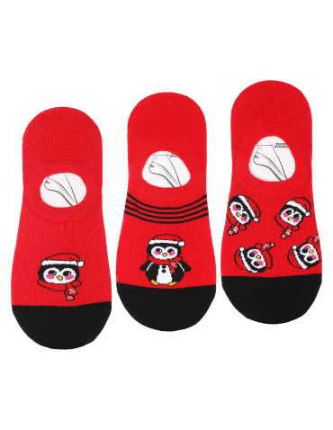 Świąteczne stopki skarpetki damskie z motywem pingwina 3-pak