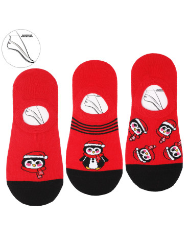 Niskie stopki - Świąteczne stopki skarpetki damskie z motywem pingwina 3-pak WIELOKOLOROWY - produkt 5