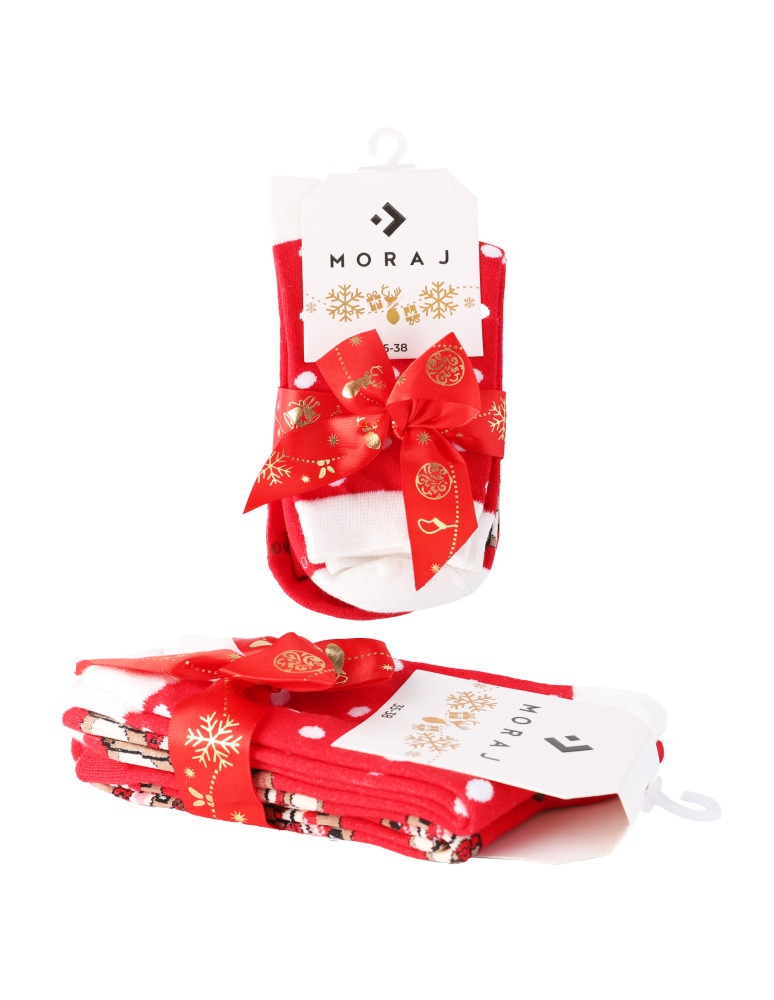 Skarpetki długie - Skarpetki świąteczne długie damskie z reniferami 2-pak WIELOKOLOROWY  - produkt moraj.pl 2