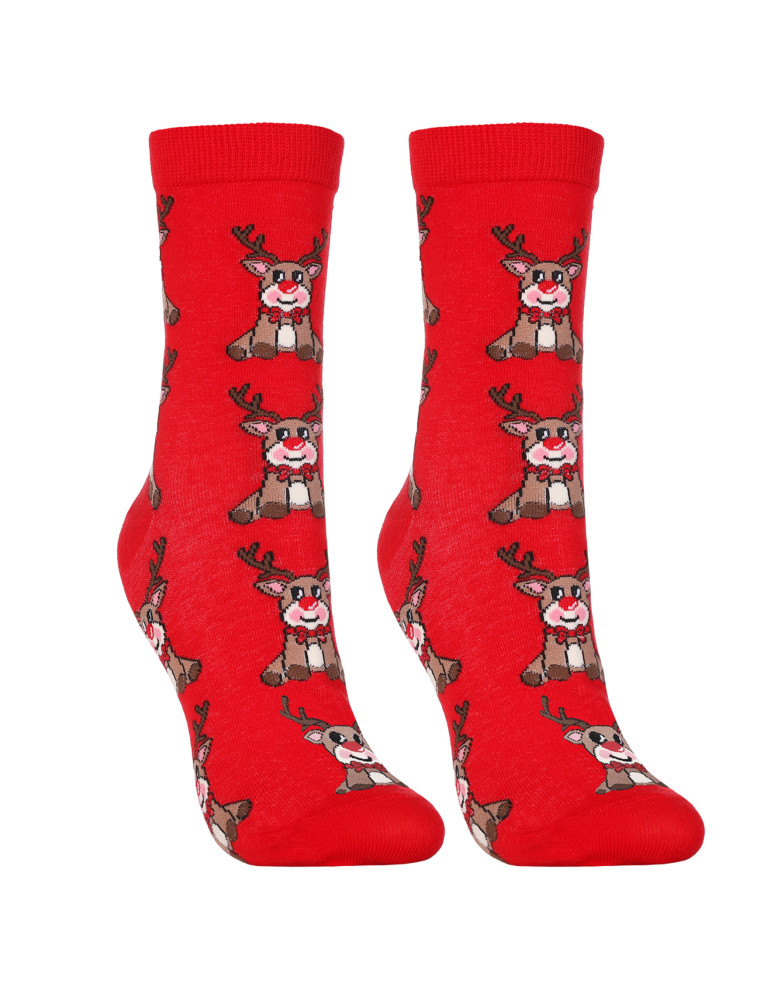 Skarpetki długie - Skarpetki świąteczne długie damskie z reniferami 2-pak WIELOKOLOROWY  - produkt moraj.pl 3