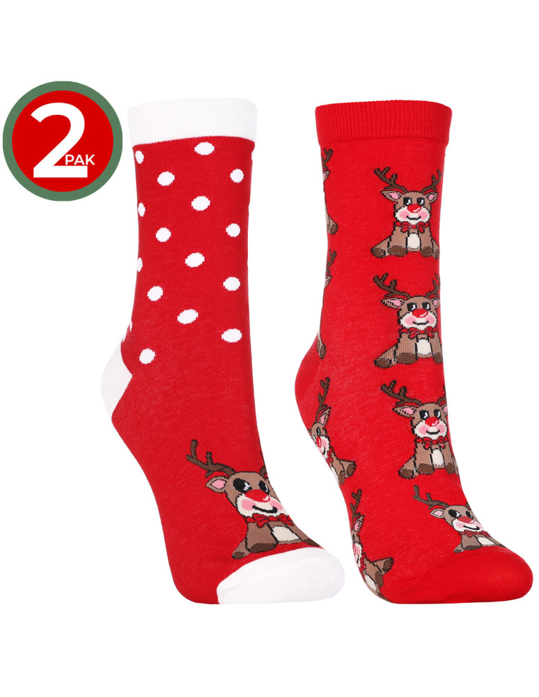 Skarpetki długie - Skarpetki świąteczne długie damskie z reniferami 2-pak WIELOKOLOROWY  - produkt moraj.pl 6