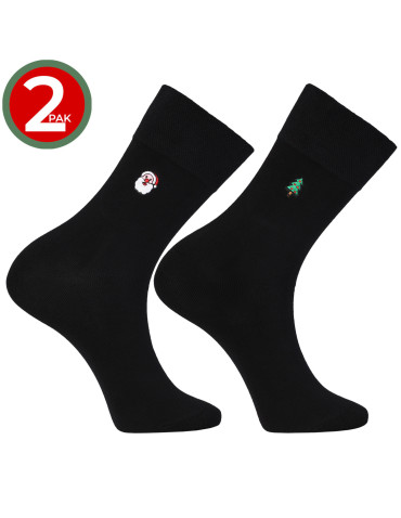 Skarpetki długie - Skarpetki męskie świąteczne z haftem Mikołaj choinki 2-pak WIELOKOLOROWY - produkt 6