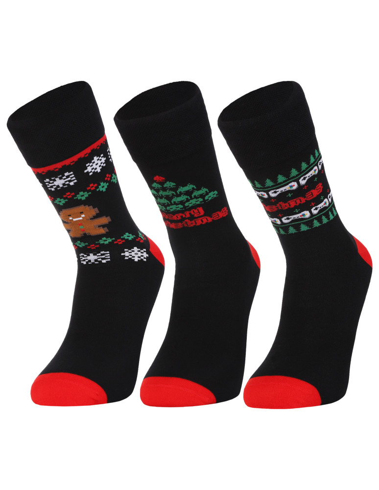 Skarpetki długie - Skarpetki długie męskie świąteczne bawełniane 3-pak WIELOKOLOROWY - produkt moraj.pl 1