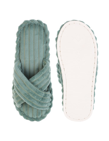 Kapcie i bambosze - Kapcie damskie welurowe z otulającym paskiem MIĘTA - produkt 3