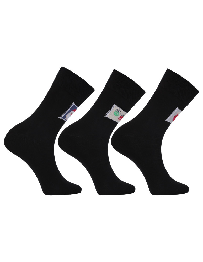Skarpetki długie - Skarpetki męskie długie w świąteczne znaczki 3-pak CZARNY - produkt moraj.pl 2
