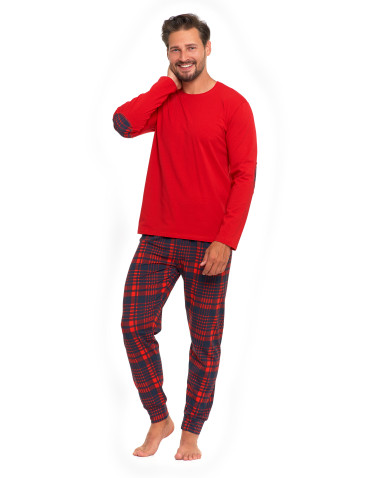 Piżama męska dwuczęściowa z długim rękawem bawełniana