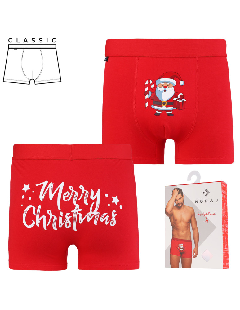 Bokserki dopasowane - Bokserki męskie bawełniane humorystyczne z Mikołajem WIELOKOLOROWY - produkt moraj.pl 5
