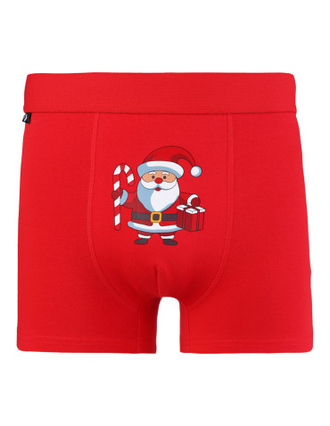 Bokserki dopasowane - Bokserki męskie bawełniane humorystyczne z Mikołajem WIELOKOLOROWY - produkt 3