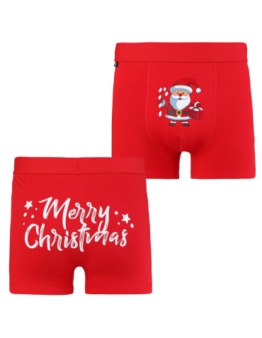 Bokserki męskie bawełniane humorystyczne z Mikołajem