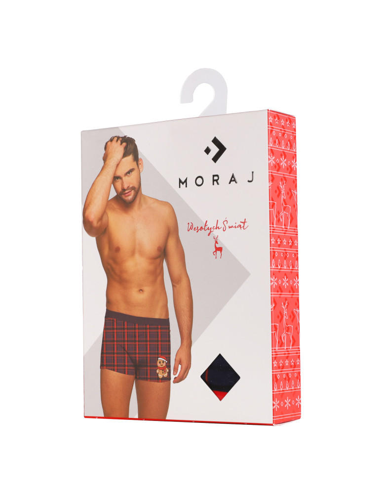 Bokserki dopasowane - Bokserki męskie świąteczne w kratkę z motywem piernika WIELOKOLOROWY - produkt moraj.pl 2