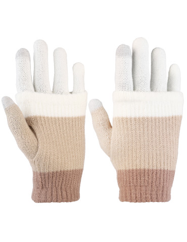 Rękawiczki damskie - Ciepłe rękawiczki damskie z funkcją obsługi ekranów BEŻOWY - produkt 1