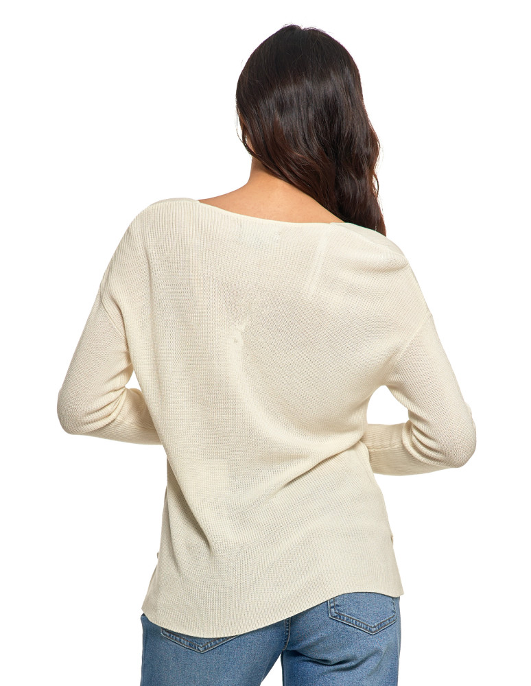 Swetry i kardigany - Cienki sweter damski dzianinowy z wiskozą BIAŁY  - produkt moraj.pl 2