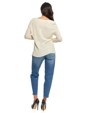 Swetry i kardigany - Cienki sweter damski dzianinowy z wiskozą BIAŁY - produkt 4