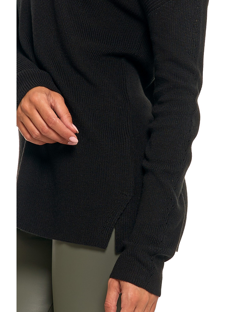 Swetry i kardigany - Cienki sweter damski dzianinowy z wiskozą CZARNY  - produkt moraj.pl 4