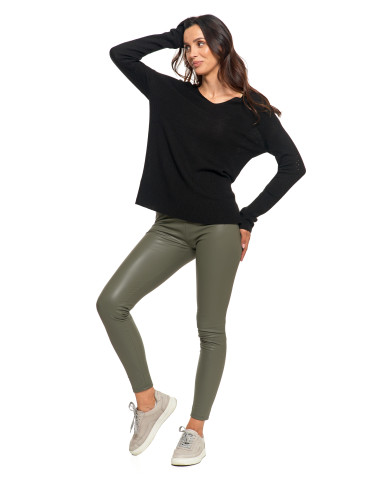 Swetry i kardigany - Cienki sweter damski dzianinowy z wiskozą CZARNY - produkt 8