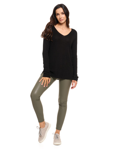 Swetry i kardigany - Cienki sweter damski dzianinowy z wiskozą CZARNY - produkt 9