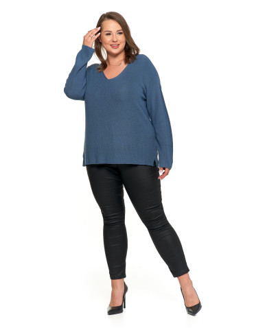 Swetry i kardigany - Cienki sweter damski dzianinowy z wiskozą NIEBIESKI - produkt 1