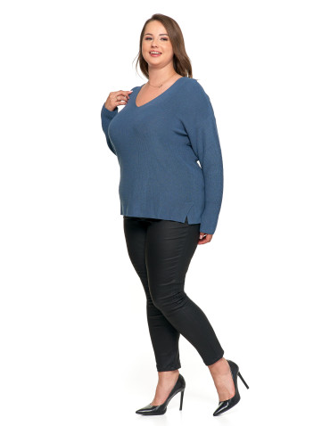 Swetry i kardigany - Cienki sweter damski dzianinowy z wiskozą NIEBIESKI - produkt 3