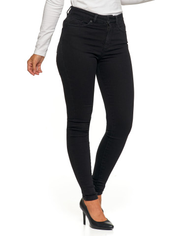 Spodnie damskie - Spodnie damskie skinny z wysokim stanem CZARNY - produkt 7