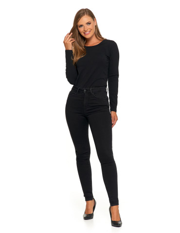 Spodnie damskie - Spodnie damskie skinny z wysokim stanem CZARNY - produkt 12