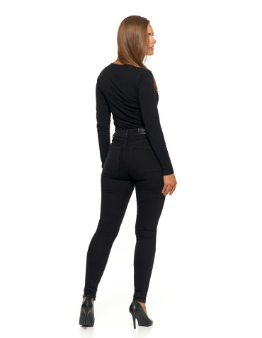 Spodnie damskie - Spodnie damskie skinny z wysokim stanem CZARNY - produkt 13