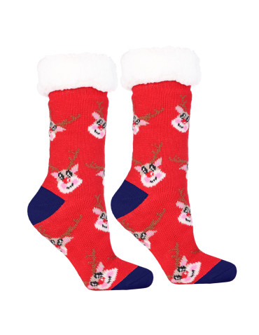 Zimowe ciepłe skarpety damskie bambosze świąteczne z ABS