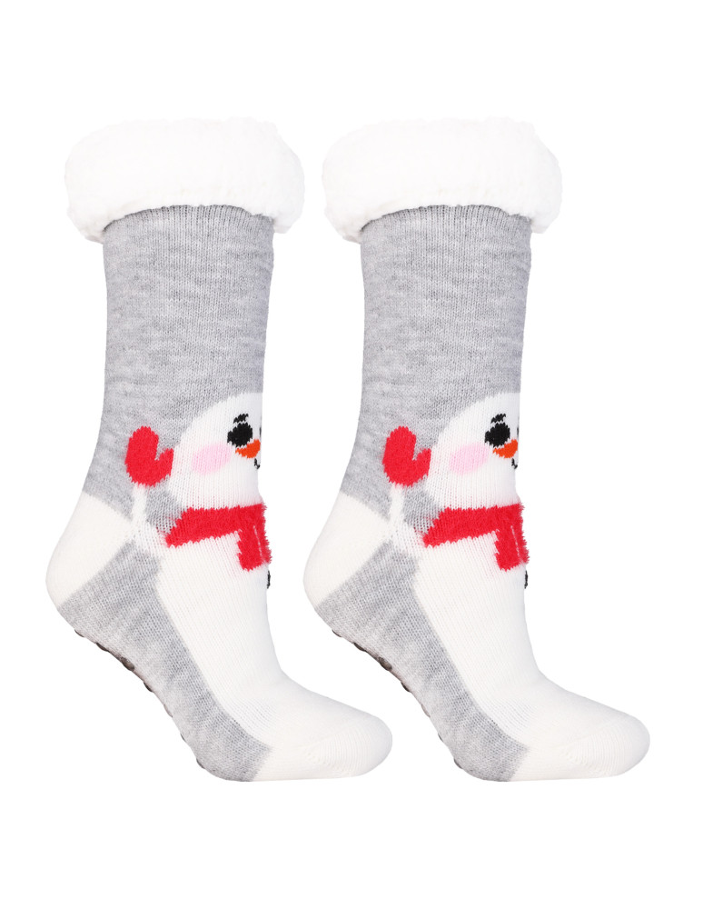 Skarpetki długie - Świąteczne ciepłe skarpety damskie bambosze zimowe SZARY - produkt moraj.pl 2