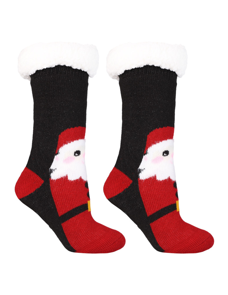 Skarpetki długie - Świąteczne ciepłe skarpety damskie bambosze zimowe CZARNY - produkt moraj.pl 2