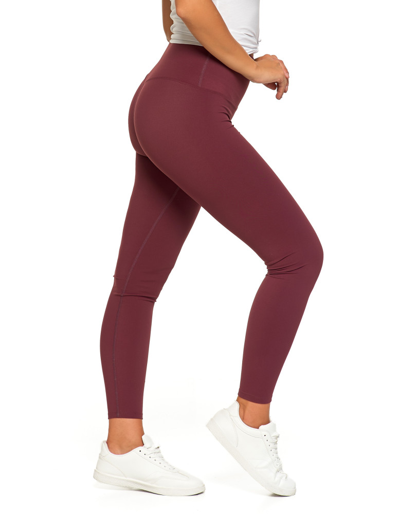 Legginsy damskie - Legginsy damskie sportowe funkcyjne z wysokim stanem BORDOWY - produkt moraj.pl 8