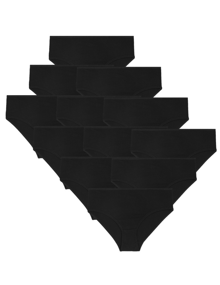 Majtki figi - Figi majtki damskie bawełna z elastanem czarne 12-pak CZARNY - produkt moraj.pl 6