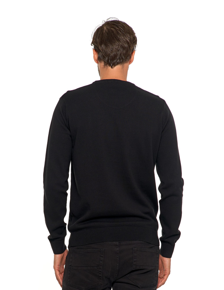 Swetry męskie - Klasyczny sweter męski bawełniany CZARNY - produkt moraj.pl 2
