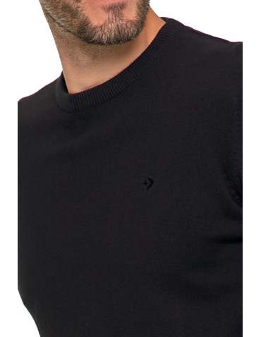Swetry męskie - Klasyczny sweter męski bawełniany CZARNY - produkt 3