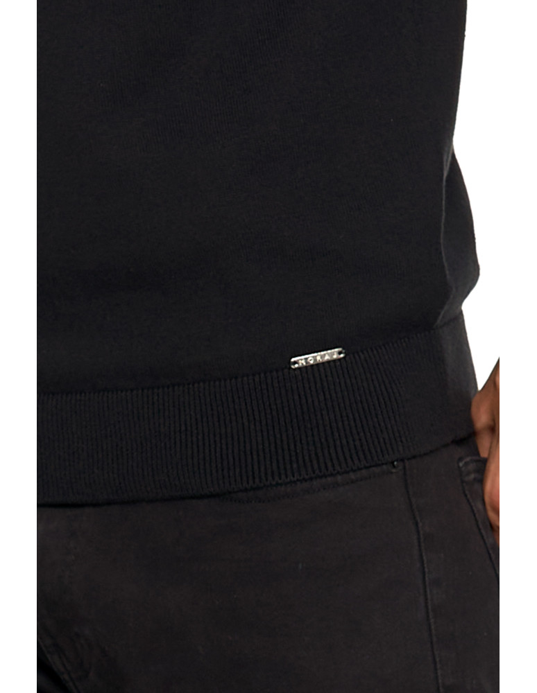 Swetry męskie - Klasyczny sweter męski bawełniany CZARNY - produkt moraj.pl 4