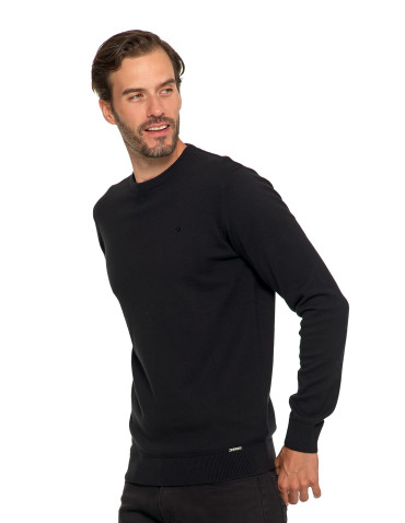 Swetry męskie - Klasyczny sweter męski bawełniany CZARNY - produkt 5