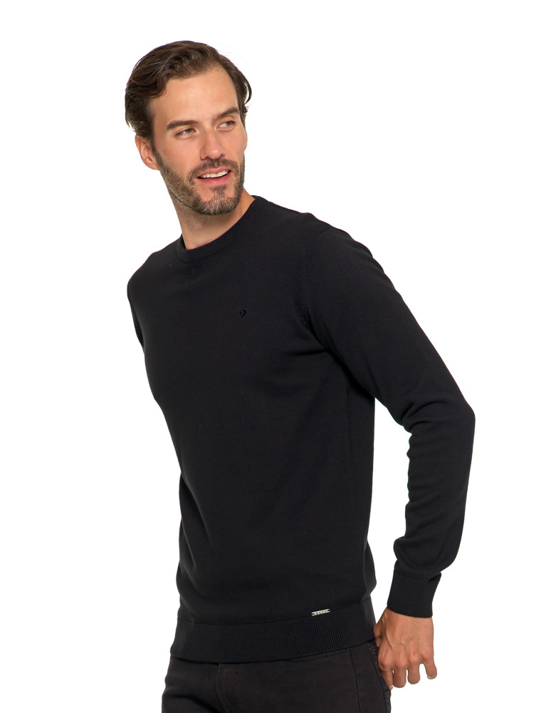 Swetry męskie - Klasyczny sweter męski bawełniany CZARNY - produkt moraj.pl 5
