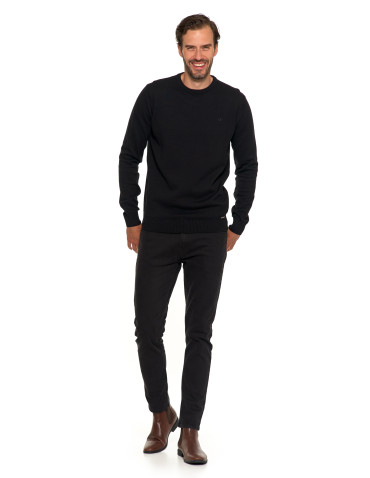Swetry męskie - Klasyczny sweter męski bawełniany CZARNY - produkt 6