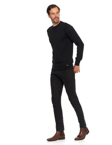 Swetry męskie - Klasyczny sweter męski bawełniany CZARNY - produkt 7